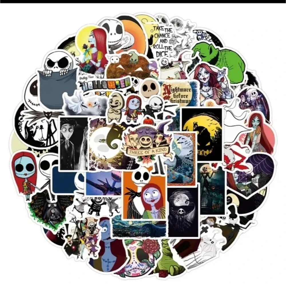 50 PC Jack Sally the nightmare before Christmas stickers decal decorations diy